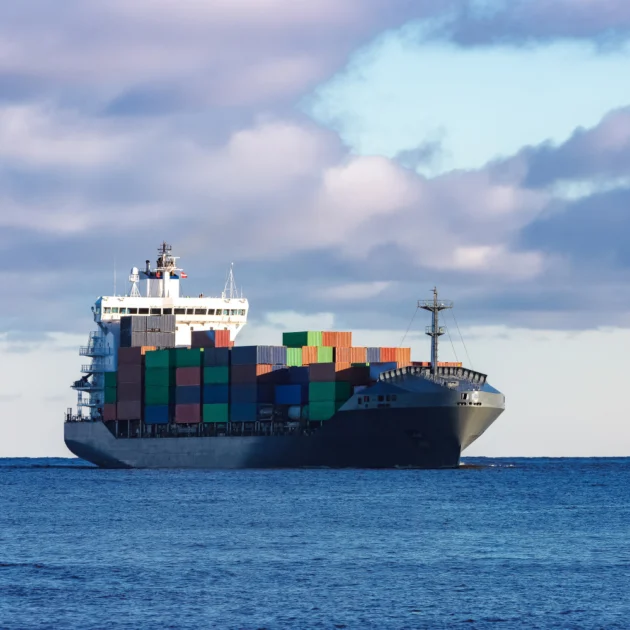 Cargo ship at sea
